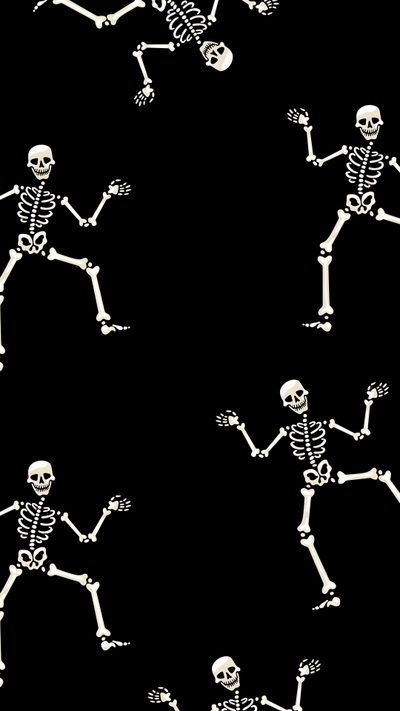 a black and white skeleton pattern with many skeletons in the air, all on one side Halloween X-ray - Tan & Black Skeleton Pattern, Backgrounds Skeleton, Skeleton Iphone, Spooky Skeleton,