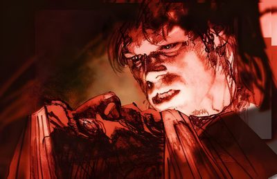 an image of a man with blood on his face Dexter Halloween Dexter Arch Nemesis, Dexter Blood Slide, Dexter With Dark Passenger Behind Him, maroon