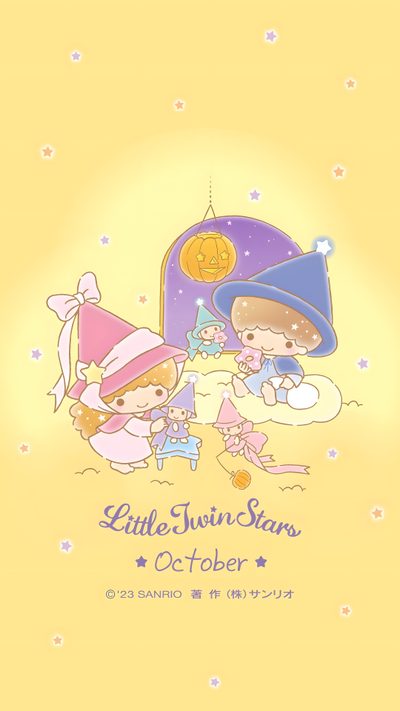 Sanrio November Wallpaper, Kiki And Lala Halloween, Twin Stars Halloween, Little Twin Stars Halloween, Kiki Sanrio, Little Twin Stars Poster, Little Twin Stars Wallpaper Aesthetic, Kiki Sanrio Wallpaper, Twin Stars Background Little Twin Stars Halloween Sanrio November, Kiki And Lala Halloween, Twin Stars Halloween, khaki