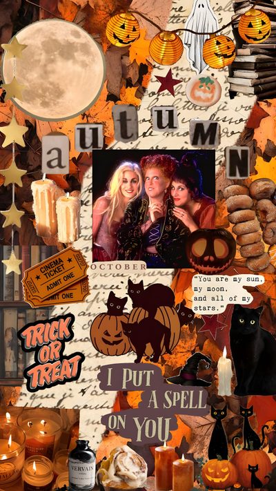 a collage of halloween pictures with pumpkins, witches and other things on it Hocus Pocus Halloween Inspirational, Pretty Backgrounds, Fall Pictures, Practical Magic, Halloween, sienna