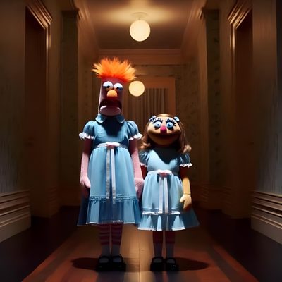 the muppets are standing in an empty hallway Muppets Halloween Muppet Cosplay, Muppets Halloween, Muppet Halloween, Muppet Halloween Costumes, black