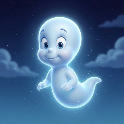a cartoon character floating in the air Casper Halloween Casper, Blue Ghost Cartoon, Popeye The Sailor Man, Casper The Ghost,