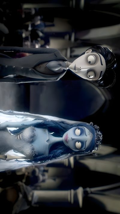 two hairbrushes that are laying on top of each other Halloween Tim Burton Corpse Bride Film, Corpse Bride Scene, Tim Burton Ipad, Laptop Y2k High Quality, black