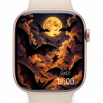 an apple watch with bats flying in the sky Halloween Digital Watch Night Sky, Moonlit Sky, Midnight Sky, Watch, Apple Watch, Apple Watch Faces, tan