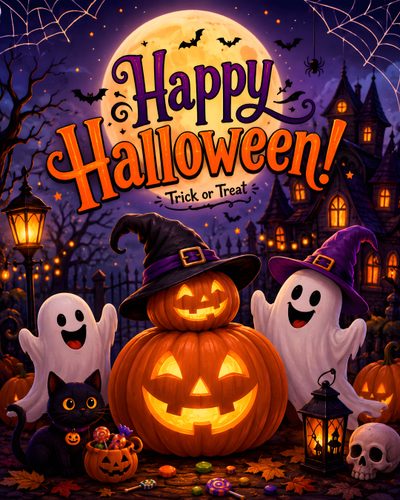halloween poster with pumpkins, ghost and jack - o'- lanterns Happy Halloween Spirit Halloween Happy Halloween Pumpkin Images, Free Happy Halloween Images, Cute Happy Halloween Images, maroon