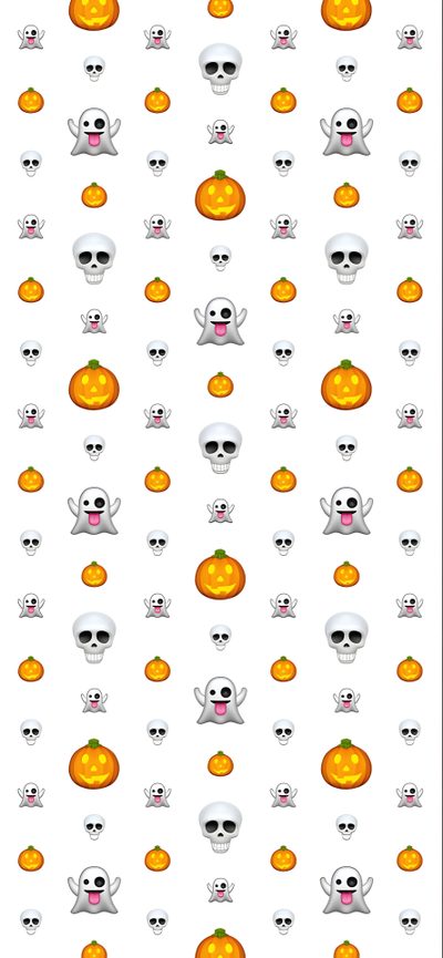 an image of halloween themed wallpaper with skulls and pumpkins on white background, Halloween Emoji Lock Screen Halloween, Halloween Emoji Background, Halloween Iphone Lock Screen, white