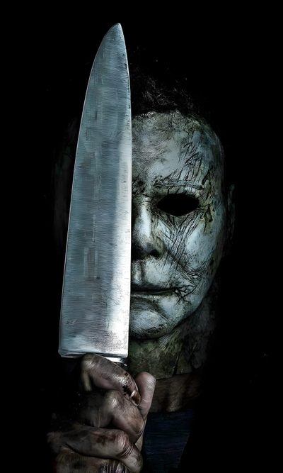 a man holding a large knife in his hand and wearing a creepy mask on the face Mike Myers Halloween Michael Myers Art, Michael Meyer, Film Horror, Horror Movie Icons, The Boogeyman, black
