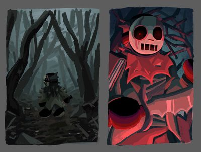 two different images of the same character in an animated video game, one with a skull on his head Forsaken Halloween Video Game Art, Slasher Forsaken, Animal Hospital, Movie Characters, dark slate gray