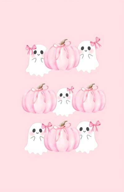 three pink pumpkins with ghost faces on them Pink Disney Halloween Pink Cute, Halloween Cute, Bow, Pink Pumpkins, Halloween, Barbie Fashion, misty rose
