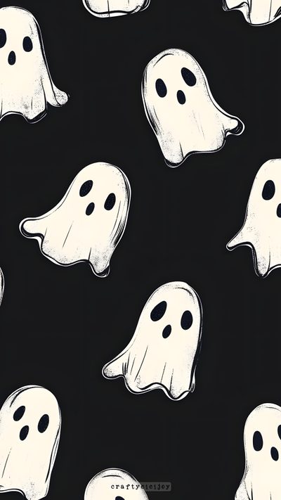 black and white halloween ghost fabric with large, ghostly faces on it's sides Friendly Halloween Asthmatic Halloween, Halloween Aesthetic Ghost, Ghost Ipad, Ghosts Background, black
