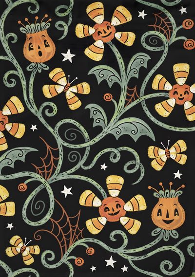 a black background with pumpkins and spider webs on it, as well as stars Johanna Parker Halloween Johanna Parker Candy Corn, Johanna Parker Halloween Printable, Johanna Parker, black