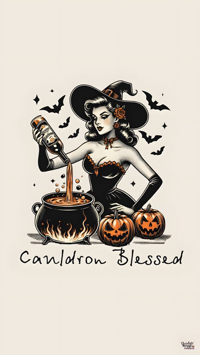 a woman in a witches costume pouring booze into a cauldron pot with pumpkins Basic Witch Halloween Retro Witch Art, Vintage Witch Cartoon, Witch Halloween, Halloween Pin Up, antique white