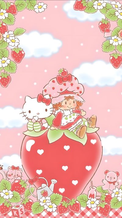 Wallpaper Cantik Iphone, Strawberry Shortcake Cartoon, Images Hello Kitty, Pink Wallpaper Hello Kitty, Hello Kitty Backgrounds, Wallpaper Doodle, Hello Kitty Art, Sanrio Wallpaper, Kitty Wallpaper Strawberry Shortcake Halloween Cantik Iphone, Strawberry Shortcake Cartoon, Images Hello Kitty, pink