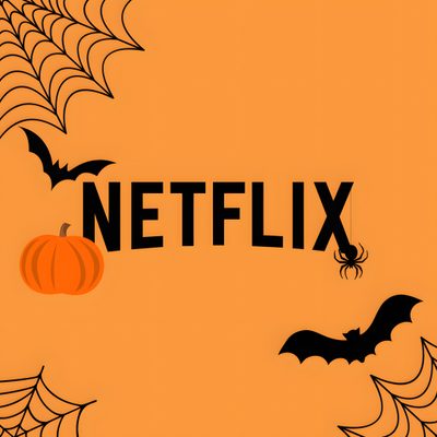 the netflix logo with bats and pumpkins in front of it, on an orange background Halloween Netflix Netflix Halloween Logo, Widget Halloween, Halloween App Icons Aesthetic, coral