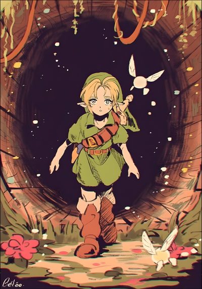 the legend of zelda is standing in front of a tunnel with birds flying around Halloween Zelda Zelda Animated, Zelda Live, Legend Of Zelda Live, Legend Of Zelda Animation, saddle brown