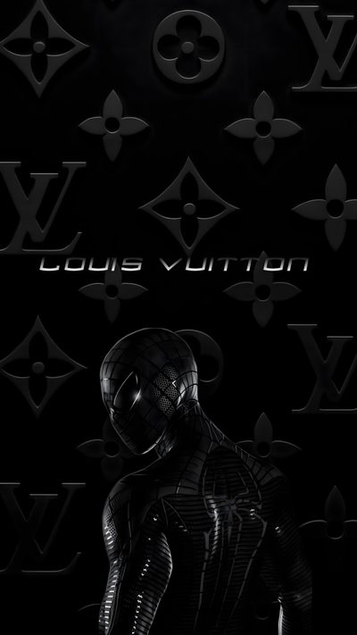 a black and white photo with the words louis vuitton on it Louis Vuitton Halloween Iphone Lv, Spiderman, Louis Vuitton, black
