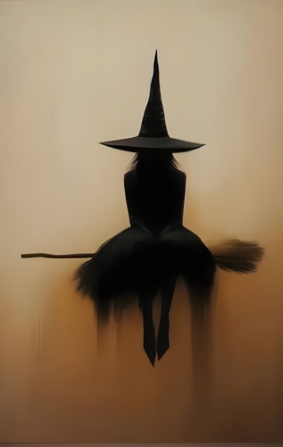 a painting of a person wearing a witches hat Halloween Witch Hat Witch Images Free, Character Witch, Spooky Aesthetics, Witch Picture, Dreamy Witch, peru