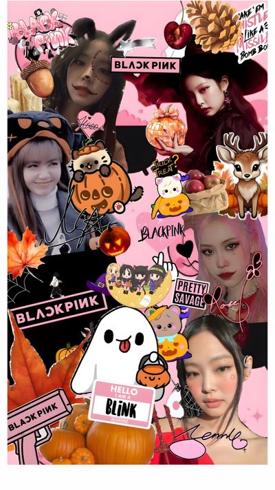 Pink Halloween, Kpop Entertainment, Black Pink Collage, Blackpink Pumpkin, Halloween Lock Screen, Blackpink Square Up, Black Pink Instagram, Rosé Blackpink, Blackpink Scrapbook Wallpaper, Tiktok Style Halloween Blackpink Pink Halloween, Kpop Entertainment, Black Pink Collage, Blackpink Pumpkin, indian red