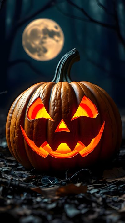 a carved jack o lantern in front of a full moon Halloween Pumpkin 4k Cute Halloween For Android, October 4k, Spooky Halloween Iphone, black