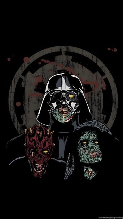 the dark side wallpaper with three characters Star Wars Halloween Star Wars Horror, Star Wars Zombies Art, Star Wars Horror Art, Zombie Darth Vader, black