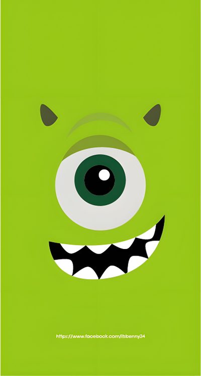 a green poster with an evil monster's eyes Monsters Inc Halloween Mike Monster Inc, Mike Wazowski Face, Mike Wazowski Ojo, yellow green