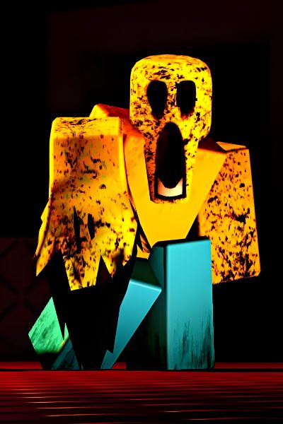an animal made out of yellow and blue blocks Forsaken Halloween Hello John, Forsaken Renders, Forsaken John Doe, John Doe Forsaken, Hamilton Funny, black
