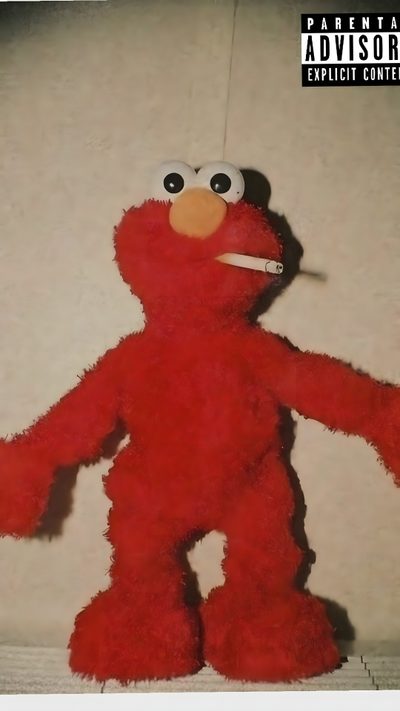 a large red stuffed animal sitting on top of a white floor next to a wall Elmo Halloween Elmo Side Profile, Images That Are Cool, High Elmo, Elmo Pfps, Elmo Photo, Elmo Aesthetic, gray