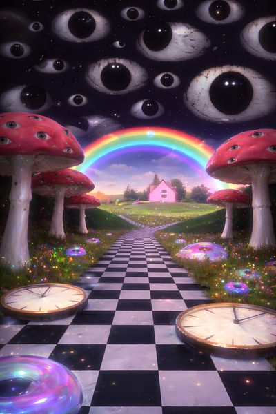there are many clocks on the ground in front of some trees and grass with eyes Weirdcore Halloween Wierd Aesthetics, Crazy Background, Background Scary, Dreamcore Liminal, dark slate gray