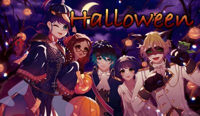 an anime scene with many people dressed up in costumes and holding pumpkins at night Miraculous Ladybug Halloween Miraculous Pumpkin, Pumpkin Cat Miraculous, Ladybug And Cat Noir Halloween, dark slate gray