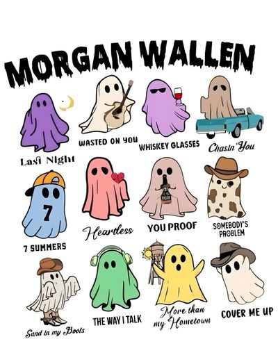 a group of cartoon ghost characters with words written on the front and back of them Morgan Wallen Halloween Morgan Wallen Painting Ideas Easy, Morgan Wallen Drawing Ideas, Morgan Wallen Poster Ideas, white