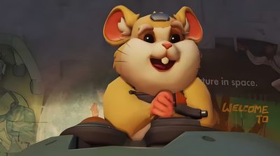 a cartoon rat is sitting on top of a car and holding a microphone in his hand Wrecking Ball Halloween Wrecking Ball Overwatch Png, Wrecking Ball Overwatch Icon, Wrecking Ball Overwatch Pfp, dark slate gray