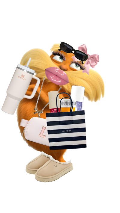 a cartoon character holding a shopping bag Preppy Lorax Halloween Lorax Costume, Preppy Stickers, Cute Funny Pics, Crazy Funny Pictures, The Lorax, white