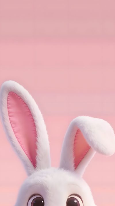 a close up of a stuffed animal rabbit with big eyes and ears on a pink background Halloween Bunny Hd Pink Bunny Aesthetic, Bunny Theme, Rabbit Ip, Cute Mobile,