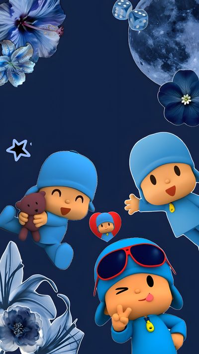 some cartoon characters are standing in front of the moon and flowers with their eyes closed Pocoyo Halloween Flower Lockscreen, Bf And Gf Cartoon Pics, Drake Photos, Volleyball, midnight blue