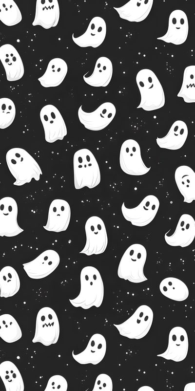 black and white ghost pattern with stars in the background Halloween Spooky Ghost Pattern Pattern Halloween, Ghost Background, Ghost Iphone, Ghosts Background, black