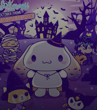 an image of some cartoon characters in front of a halloween scene with pumpkins and bats Happy Halloween Cinnamoroll Halloween Snoopy, Sumikko Gurashi Halloween, Halloween Kuromi, dark slate gray