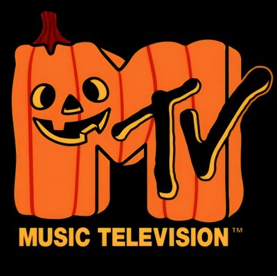 the logo for music television with a pumpkin 80s Halloween Aesthetic Nickelodeon Logo Halloween, Nickelodeon Pumpkin Logo, Nick Halloween Logo, black