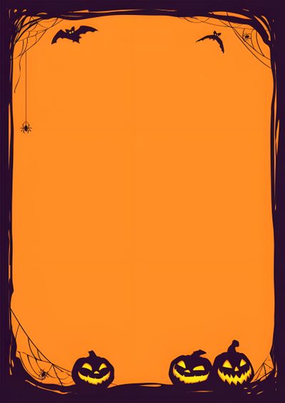an orange halloween background with pumpkins and bats in the frame for text or image Halloween Party Ideas Halloween Border, Halloween Background For Word Document, Halloween Background Poster, dark orange