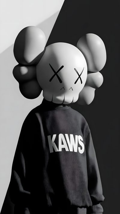 a black and white photo of a stuffed animal with the word kaws on it Halloween Kaws Kaws Photo, Ios 16 Kaws Black, Kaws Pictures, Kaws 3d Black, Kaws, Cool Kaws, dark slate gray