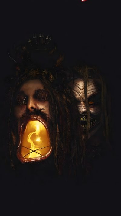 a man with long hair and makeup has his mouth open to reveal a glowing light Wwe Halloween Bray Wyatt Painting, Bray Wyatt Deviantart, Wyatt Family, Bray Wyatt, black