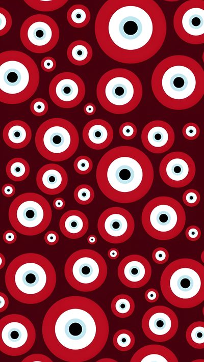an image of red and white circles with black dots on them, all in the same pattern Halloween Eyeballs Red-01 Evileye Aesthetic, Evil Eye Asthetics, Devils Eye, Evil Eye Background, firebrick