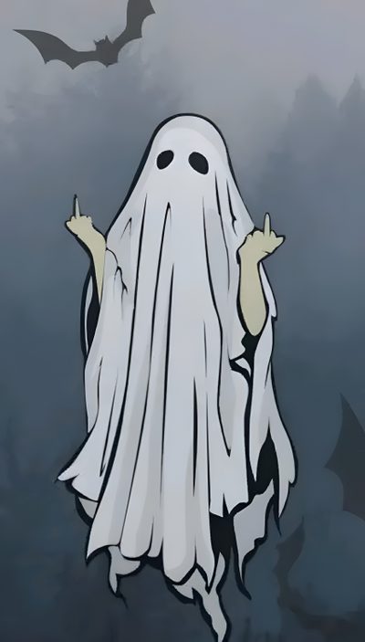 a ghost is floating in the air with his hands up Halloween Middle Finger Neon Ghost, Funny Ghost, Animated Ghost, Ghost Cartoon, Dark Side, slate gray