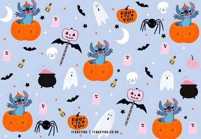 halloween seamless pattern with bats and pumpkins Stitch Halloween Laptop Cute Spooky Pattern Art, Diy Halloween Craft Inspiration, Halloween Party Decoration Ideas, powder blue