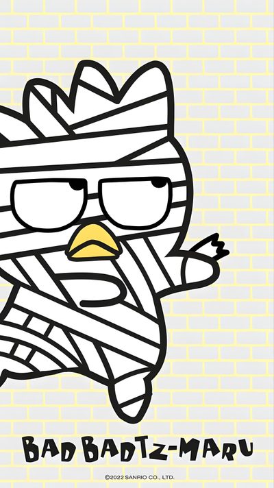 the angry bird is wrapped in bandages and has glasses on it's head, Badtz Maru Halloween Badtz Maru Halloween, Badtz Mary, Bad Badtz Maru, Badtemaru, Badtzmaru Sanrio, lavender
