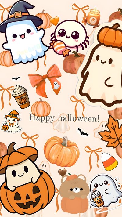 an image of halloween stickers on a phone Preppy Happy Halloween Halloween Cute, Pins, Halloween, antique white