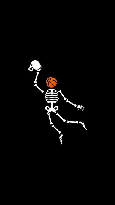 a skeleton with a basketball in its hand is flying through the air and has his arm outstretched Halloween Nba Funny Basketball, Simple Basketball, Game Over Skeleton, Basketball Ghost, black
