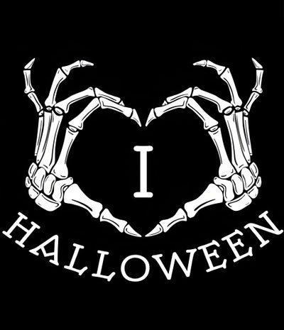 i love halloween with two hands in the shape of a heart and bones on black background I Love Halloween Love Halloween, I Love Halloween, Halloween Love Aesthetic, I Love Halloween Quotes, black