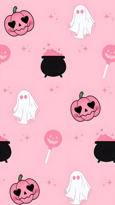 a pink background with halloween themed items on it Pink Fall Halloween Decor Shabby Chic, Image Halloween, Halloween Rose, Halloween Iphone Backgrounds,