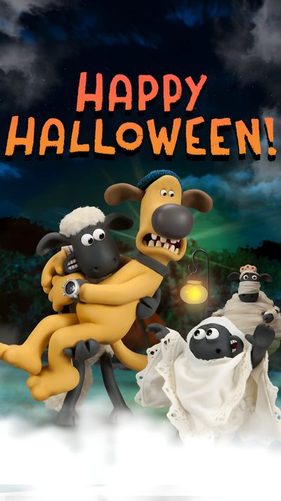 two sheep dressed up in halloween costumes, one is holding a lantern and the other is wearing Halloween Sheep Shaun The Sheep Winter, Shaun The Sheep, Halloween Sheep, dark slate gray
