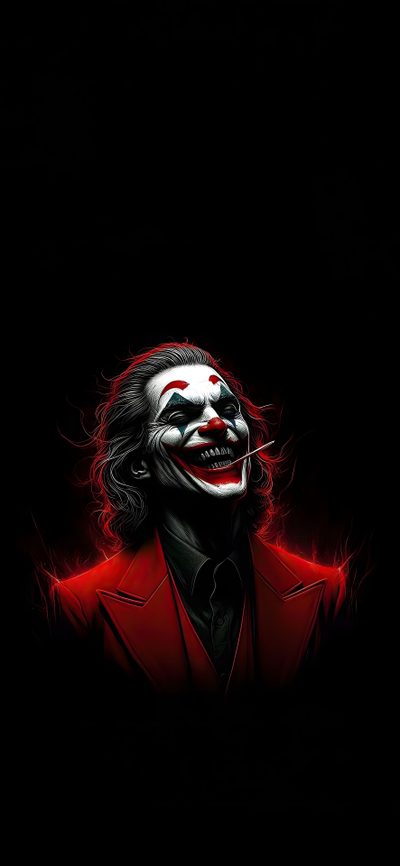 the joker with his face painted red and black, in front of a dark background Juvea Halloween 4k Villain 4k, Koli, Devil Joker, Joker 4k, Joker Dark, Joker 2026, black
